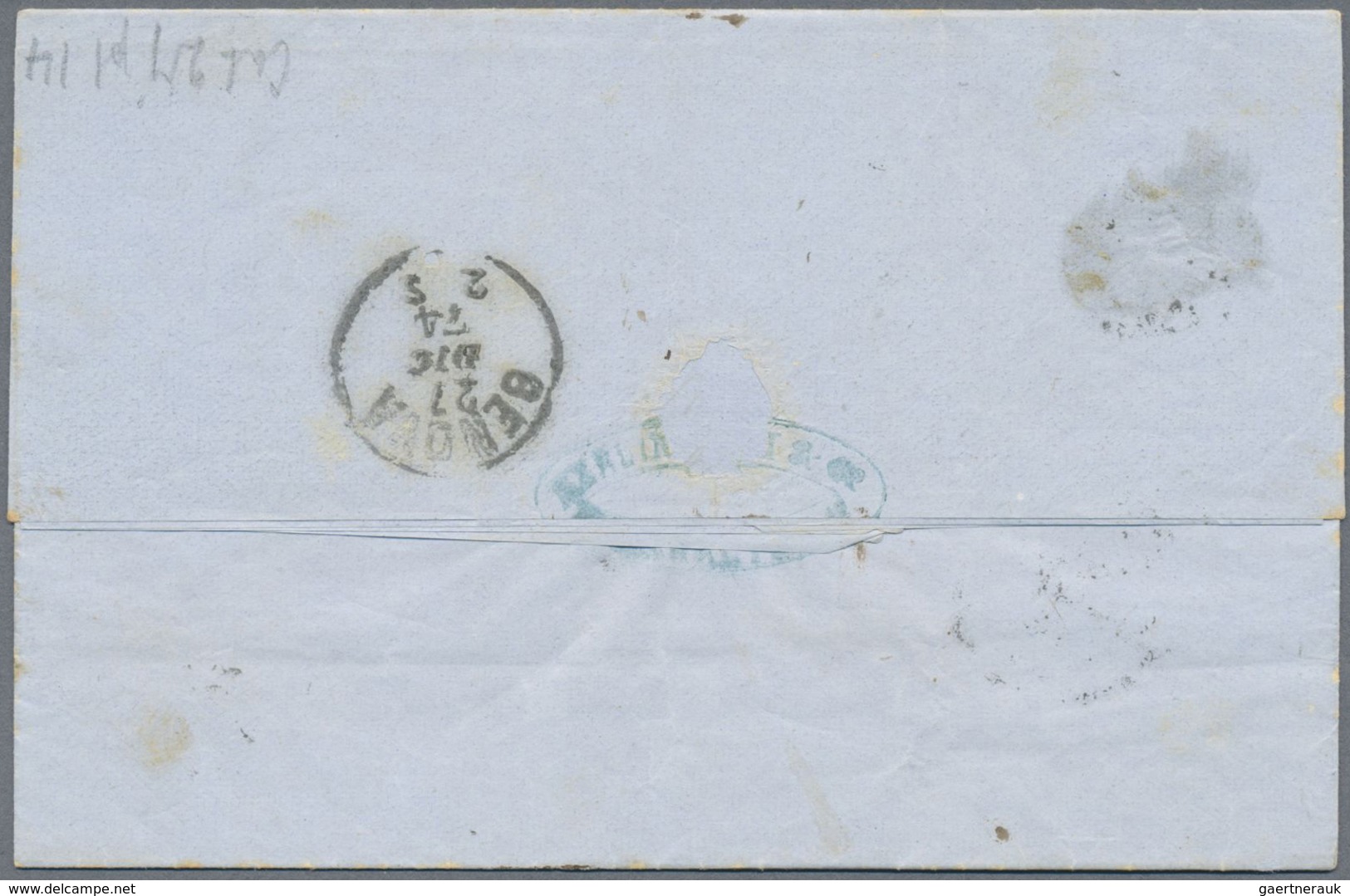 Br Italien - Stempel: 1874, Letter To Genova Franked With 2 D Blue, Plate 14 Cancelled With Duplex "GIB - Marcophilie