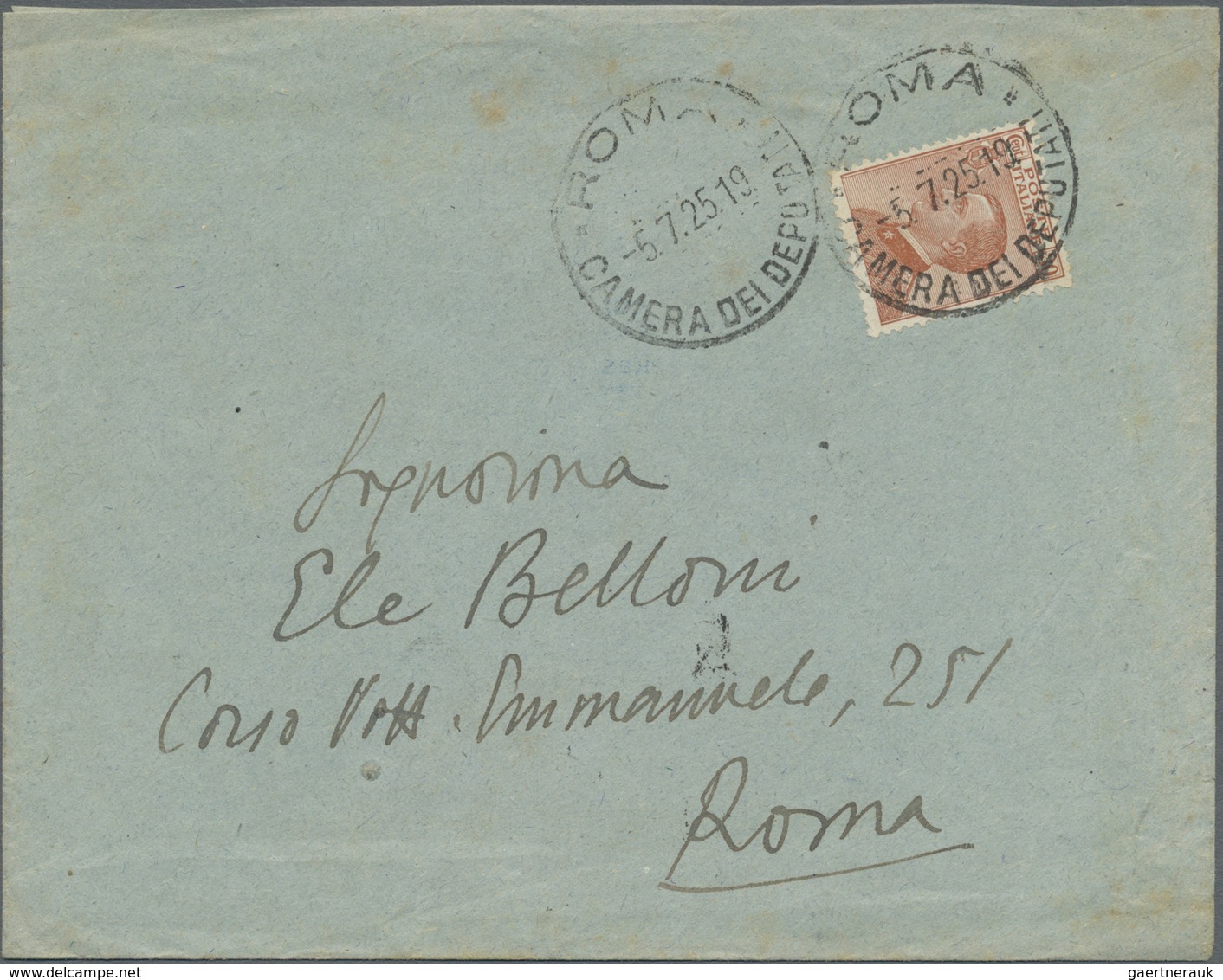 Br Italien - Stempel: "ROMA CAMERA DEL DEPUTATI" clear on two preprinting covers 1924 and 1925 (one "Il