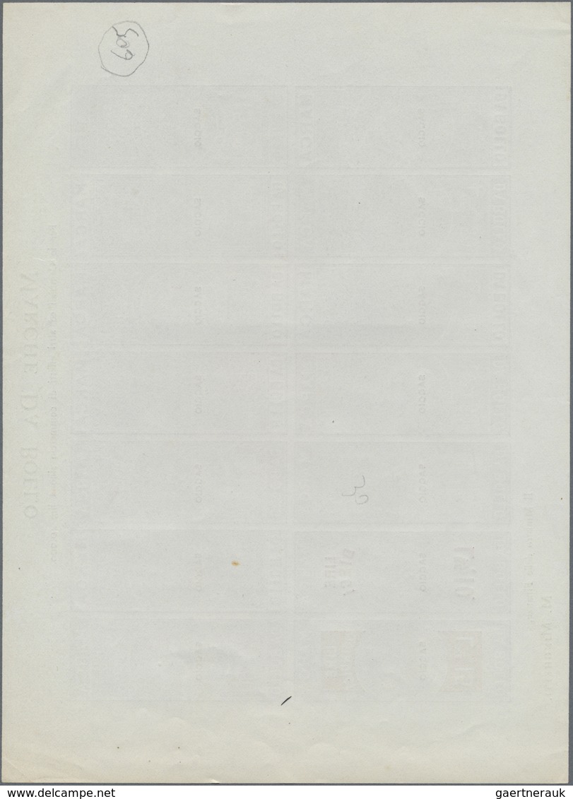 (*) Italien - Besonderheiten: 1870 (approx.), Offset Marks 15 C To 15 L In The Miniature Sheet For Trial - Unclassified