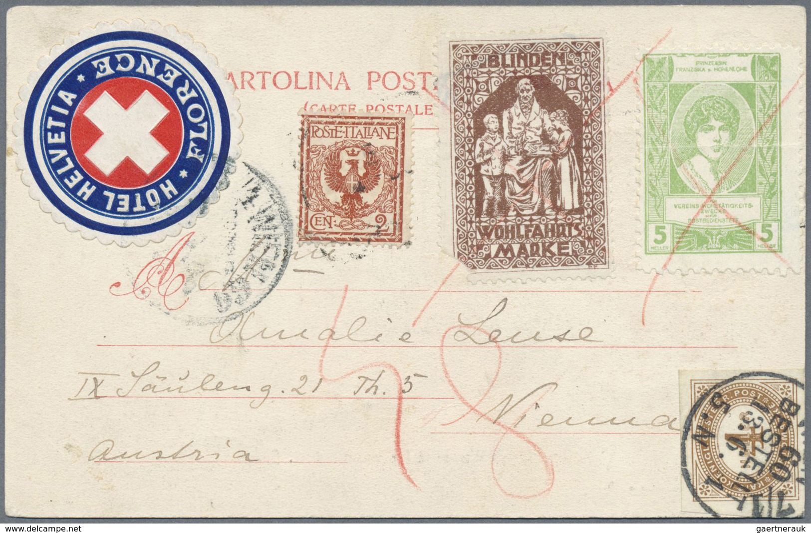 /Br Italien - Besonderheiten: 1901, Souvenir Postcard From Firenze To Vienna/Austria With I.a. Two Vigne - Zonder Classificatie