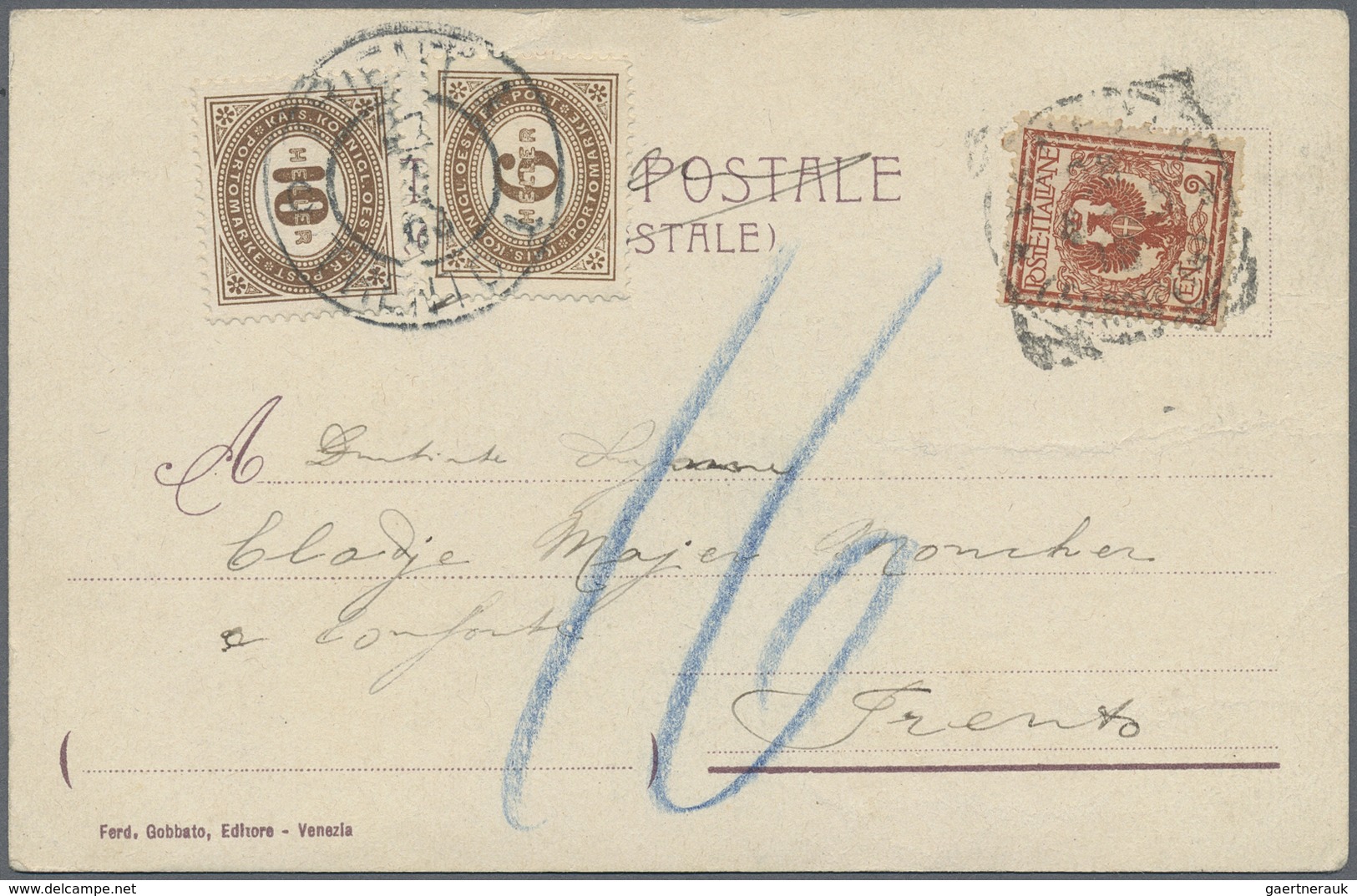 Italien - Besonderheiten: 1902/1903, Insufficient Souvenir Postcard From Innsbruck To Italy, Postage - Non Classés