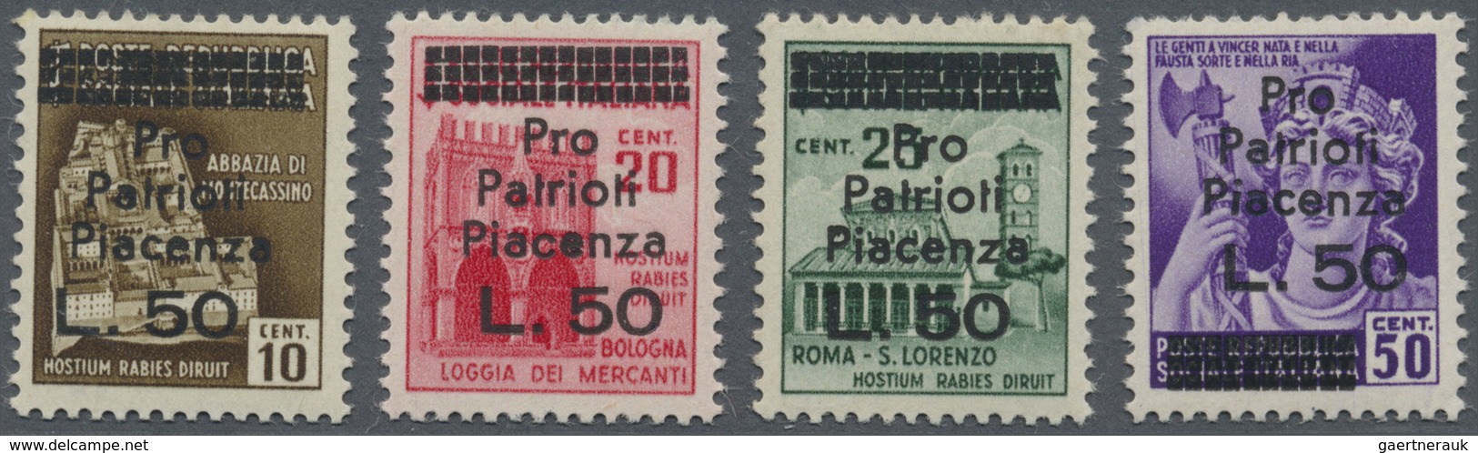 ** Italien - Besonderheiten: PIANCENZA (Local Post): 1945, 4 Items With Overprint "Pro Patrioti Piacenz - Zonder Classificatie