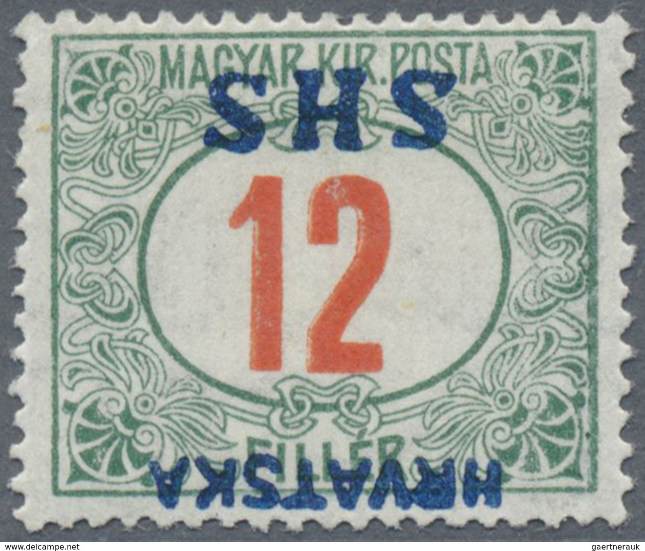 * Jugoslawien - Portomarken: 1918, Postage Due Stamp 12 F Of Hungary With INVERTED Overprint "HRVATSKA - Timbres-taxe