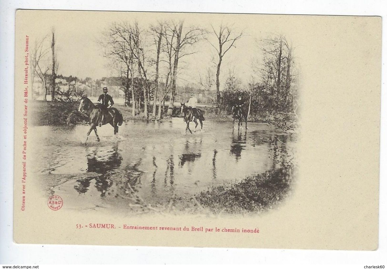 CPA 49 Militaires Régiment Saumur Entrainement Revenant Du Breil Par Le Chemin Inondé N° 53 - Régiments