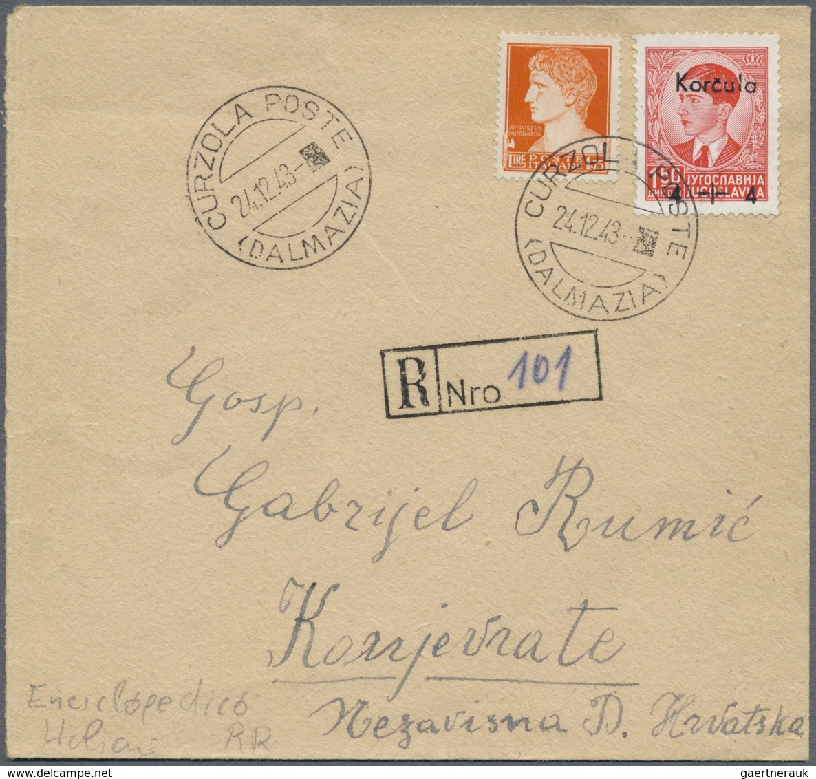 Br Kroatien - Lokalausgaben: Dalmatien: CURZOLA: 1943, 4 Din On 1 Din Red With Overprint "Korcula" (not - Croatia