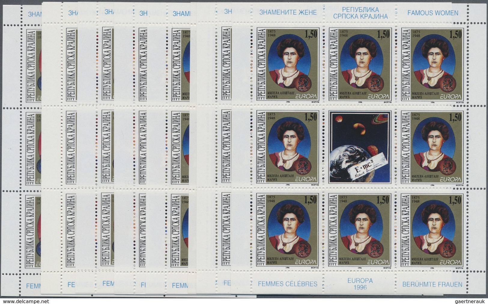 Kroatien - Serbische Krajina: 1996, Europa, Both Issues In Five Little Sheets Of 8 Stamps Each, Mint - Croatia