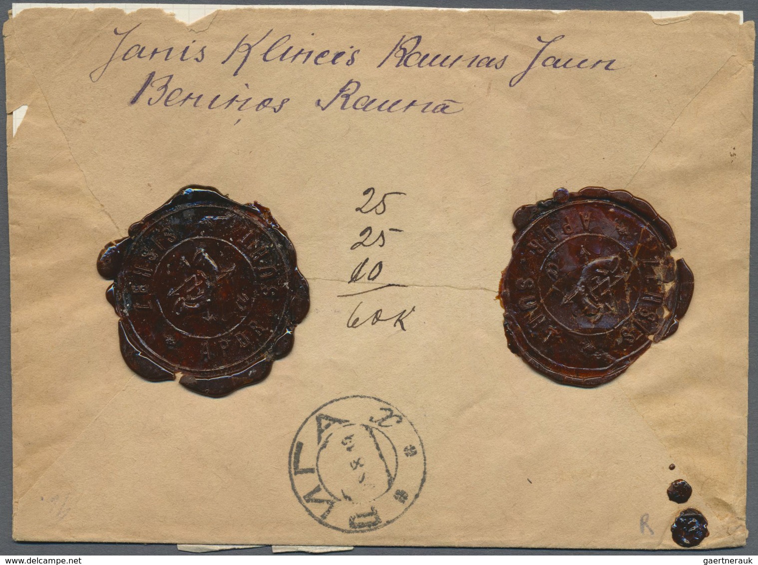 Br Lettland: 1919, 10kop. Light Blue Imperf., Six Copies On Insured Letter 5rbl./10gr., Oblit. By Penst - Letland