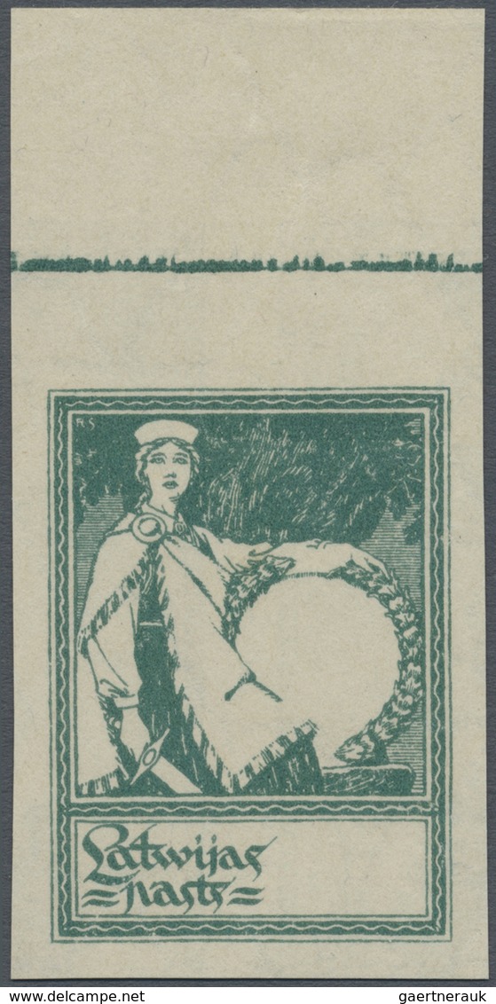 (*) Lettland: 1919, 1. Jahrestag Der Unabhängigkeit: 1 R, Ungezähnter Probedruck, Rahmen In Originalfarb - Lettonie