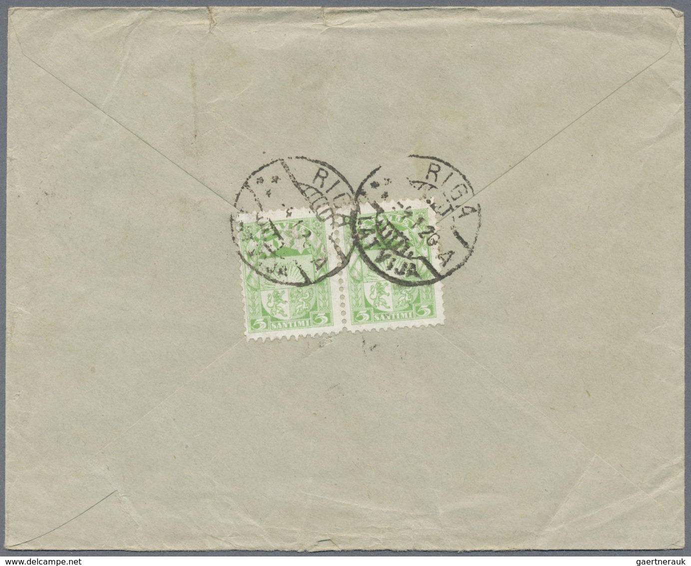 Br Lettland: 1926, 2 X 5 S Yellow-green And 15 S Red-brown Mixed Franking On Cover From RIGA, 4.1.26, V - Lettonie