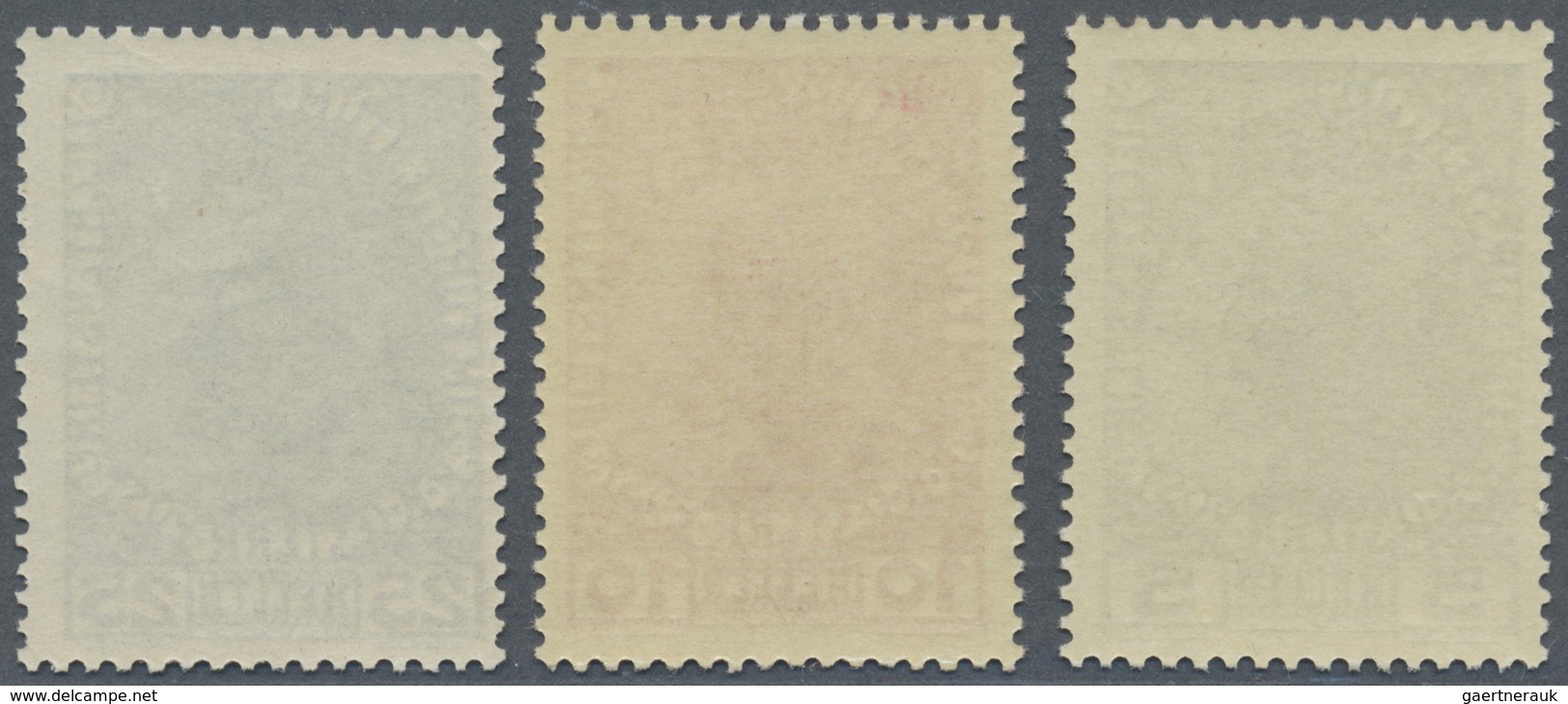 ** Liechtenstein: 1912, Freimarken 5 H. Dunkelgrün, 10 H. Dunkelrosarot Und 25 H. Dunkelkobalt, Gewöhnl - Lettres & Documents