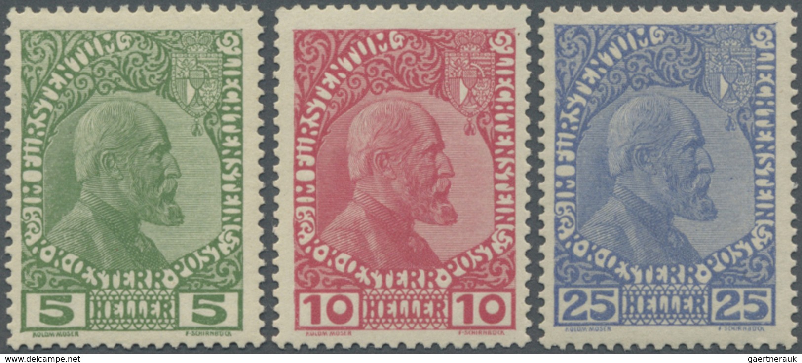 ** Liechtenstein: 1915, Freimarken 5 H. Bis 25 H. Ultramarin, Normales Papier, Postfrisch Luxussatz, (S - Lettres & Documents