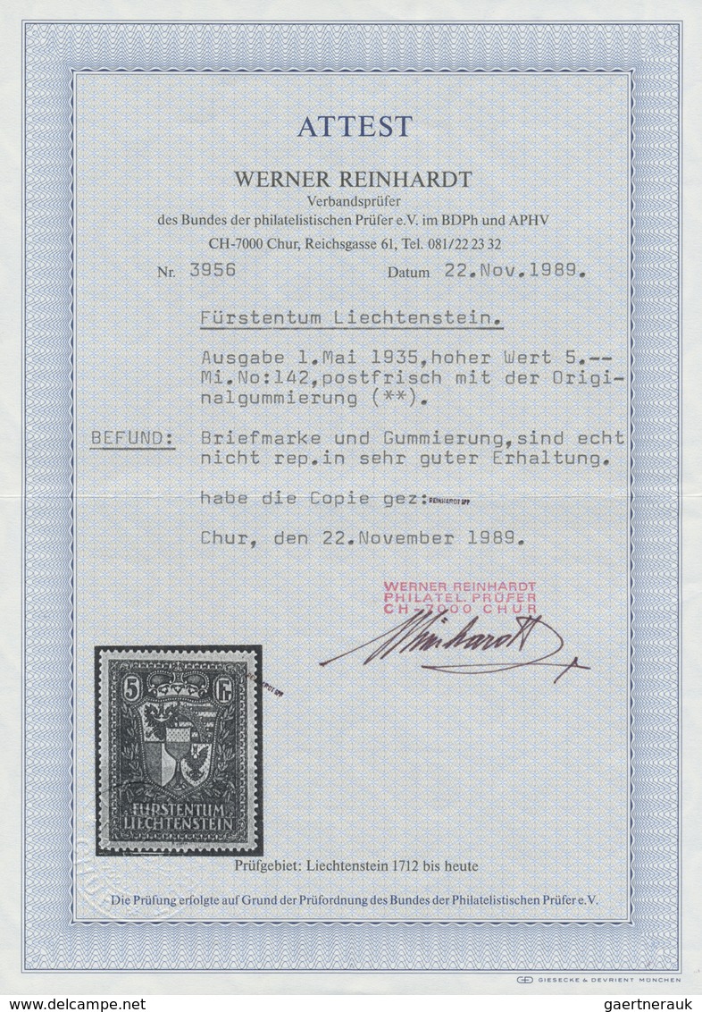 ** Liechtenstein: 1933 - 1935, Freimarken: Landschaften Und Fürstenpaar, 17 Werte Aus Zwei Kompletten P - Lettres & Documents