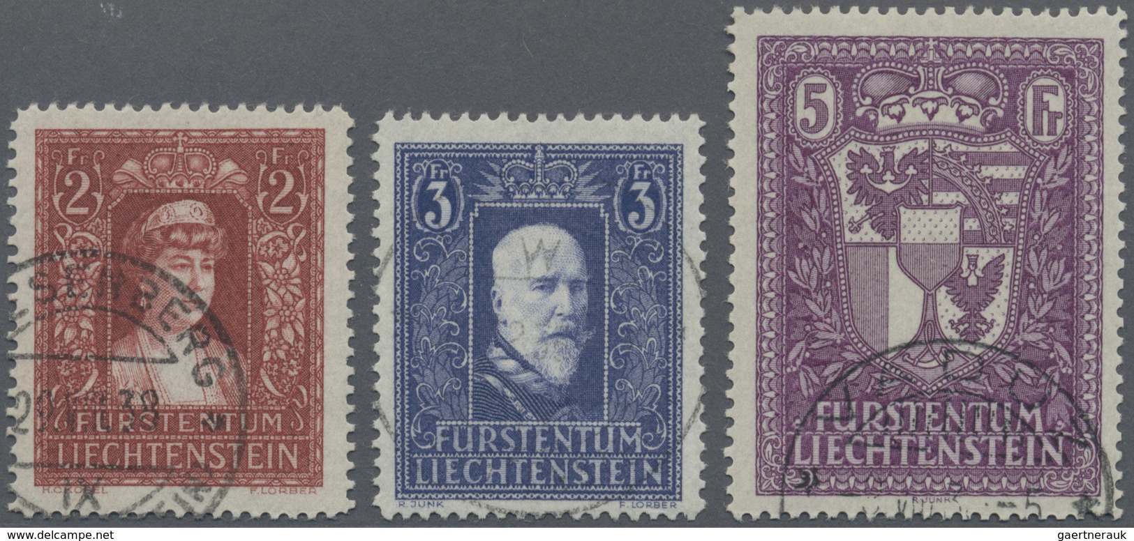 O Liechtenstein: 1933/35, 2 Fr. - 5 Fr., Fürstin, Fürst & Wappen Sauber Gestempelter, Attraktiver Und - Covers & Documents