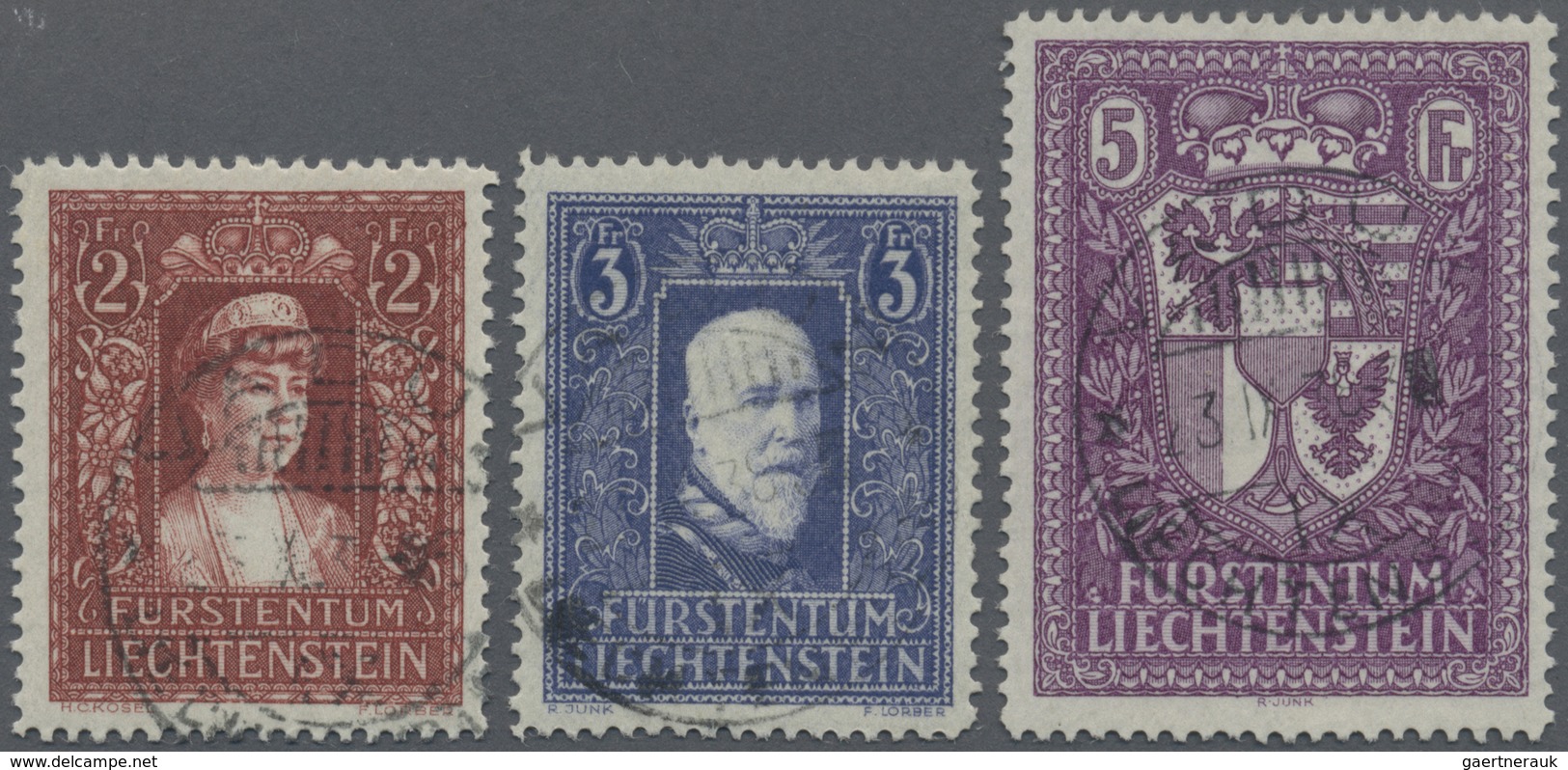 O Liechtenstein: 1933/35, 2 Fr. - 5 Fr., Fürstin, Fürst & Wappen Sauber Gest. ''VADUZ'', Attraktiver, - Brieven En Documenten