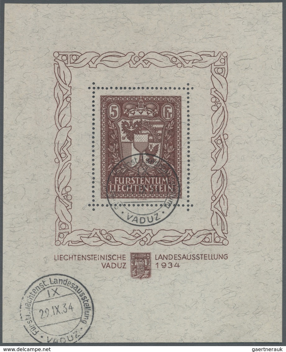 O Liechtenstein: 1934, Vaduz-Block Mit Ersttag-Ausstellungsstempel ''Fürstl. Liechtenst. Landesausstel - Lettres & Documents