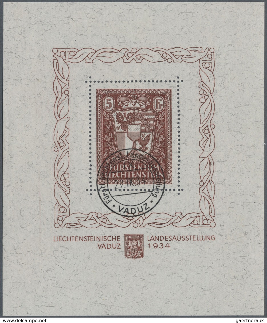 O Liechtenstein: 1934, 5 Fr. Rotbraun Landesausstellungs-Block Mit Vollem Originalgummi Und Sonderstem - Lettres & Documents