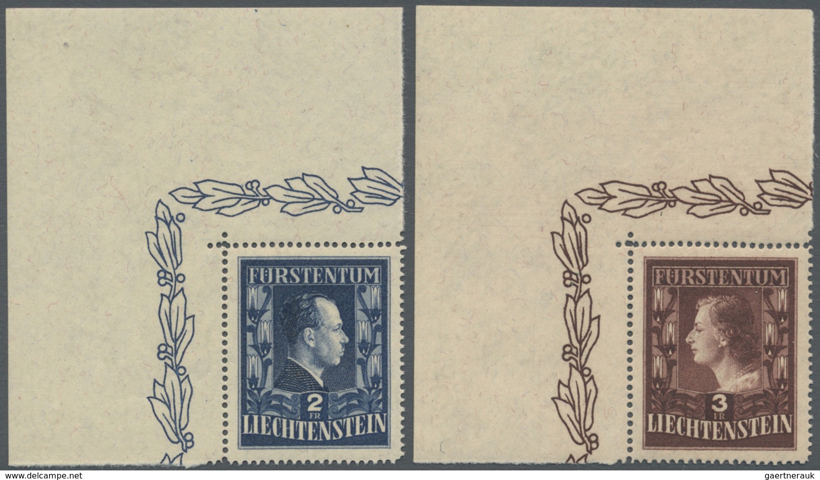 ** Liechtenstein: 1951, Freimarken: Fürstenpaar, Postfrischer Luxussatz In Zähnung L 14¾, Beide Marken - Lettres & Documents