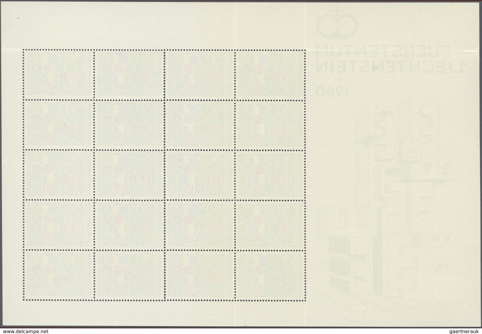 ** Liechtenstein: 1960, 50 Rp. Europa, 1. Auflage In Zwei Kompletten Originalbogen Zu 20 Werten Mittig - Lettres & Documents