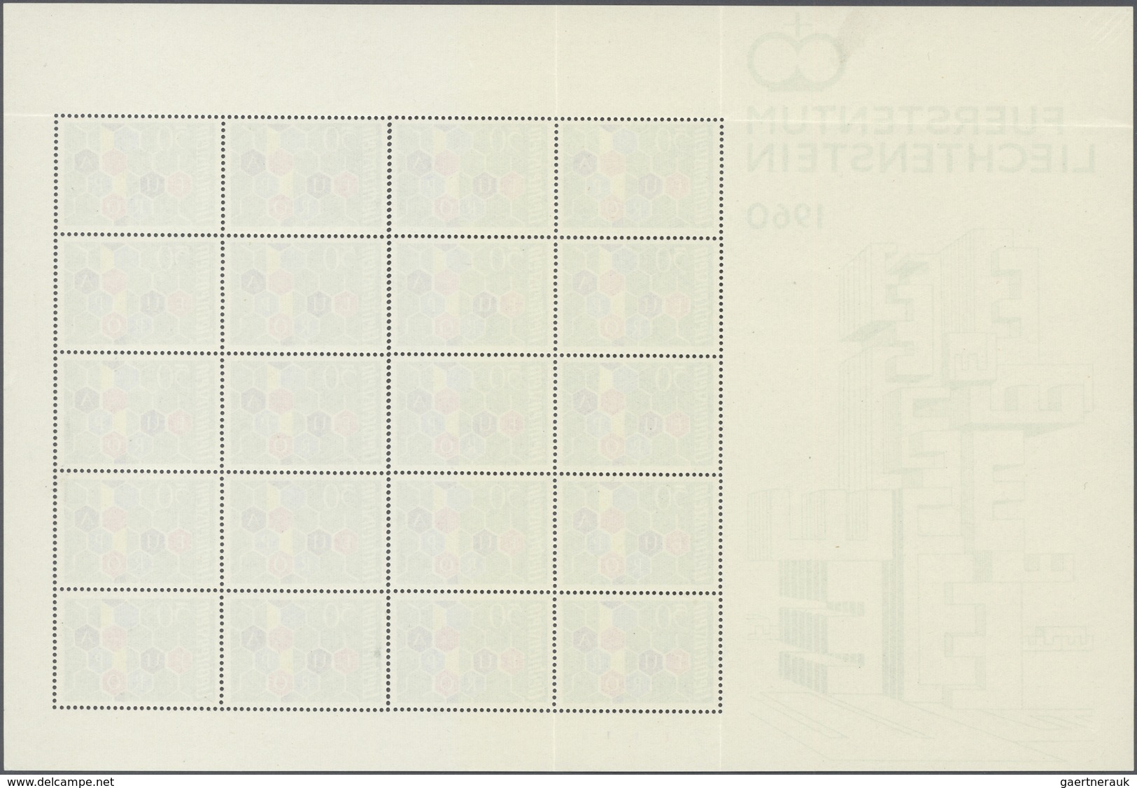 ** Liechtenstein: 1960, 50 Rp. Europa, 1. Auflage In Zwei Kompletten Originalbogen Zu 20 Werten Mittig - Brieven En Documenten