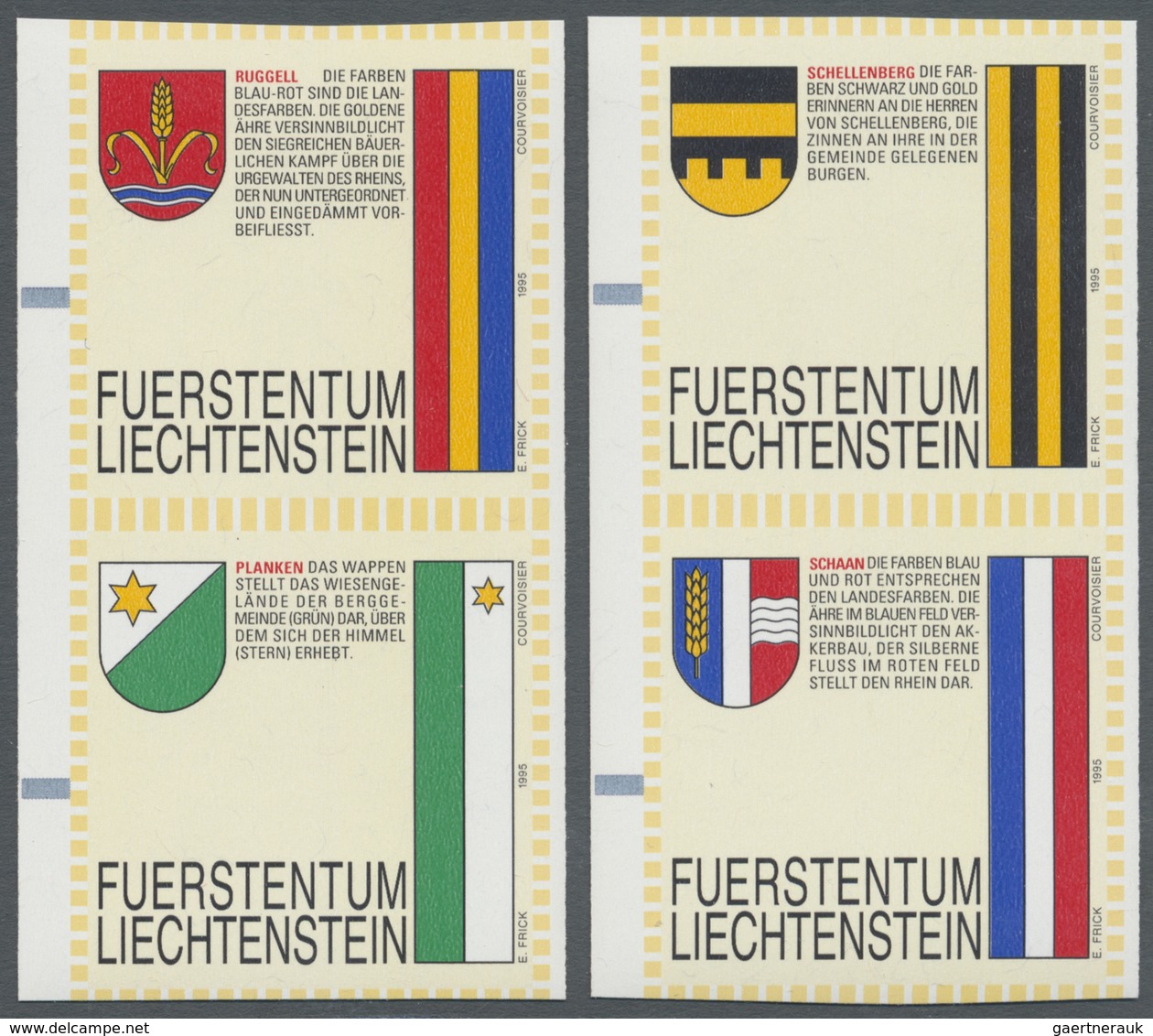 ** Liechtenstein: AUTOMATENMARKEN: 1995, Gemeindewappen, Elf Verschiedene Senkrechte Zusammendruckpaare - Lettres & Documents