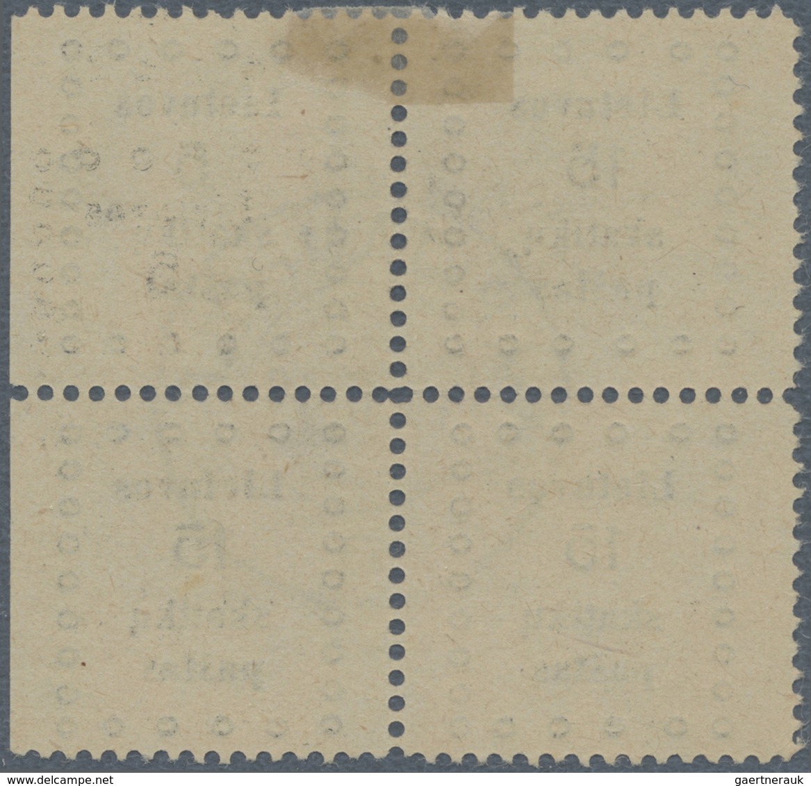 O Litauen: 1919, 15 Sk Black Block Of Four Reprint With Plate Flaw "5" On Right Upper Stamp (fields 9+ - Lituanie