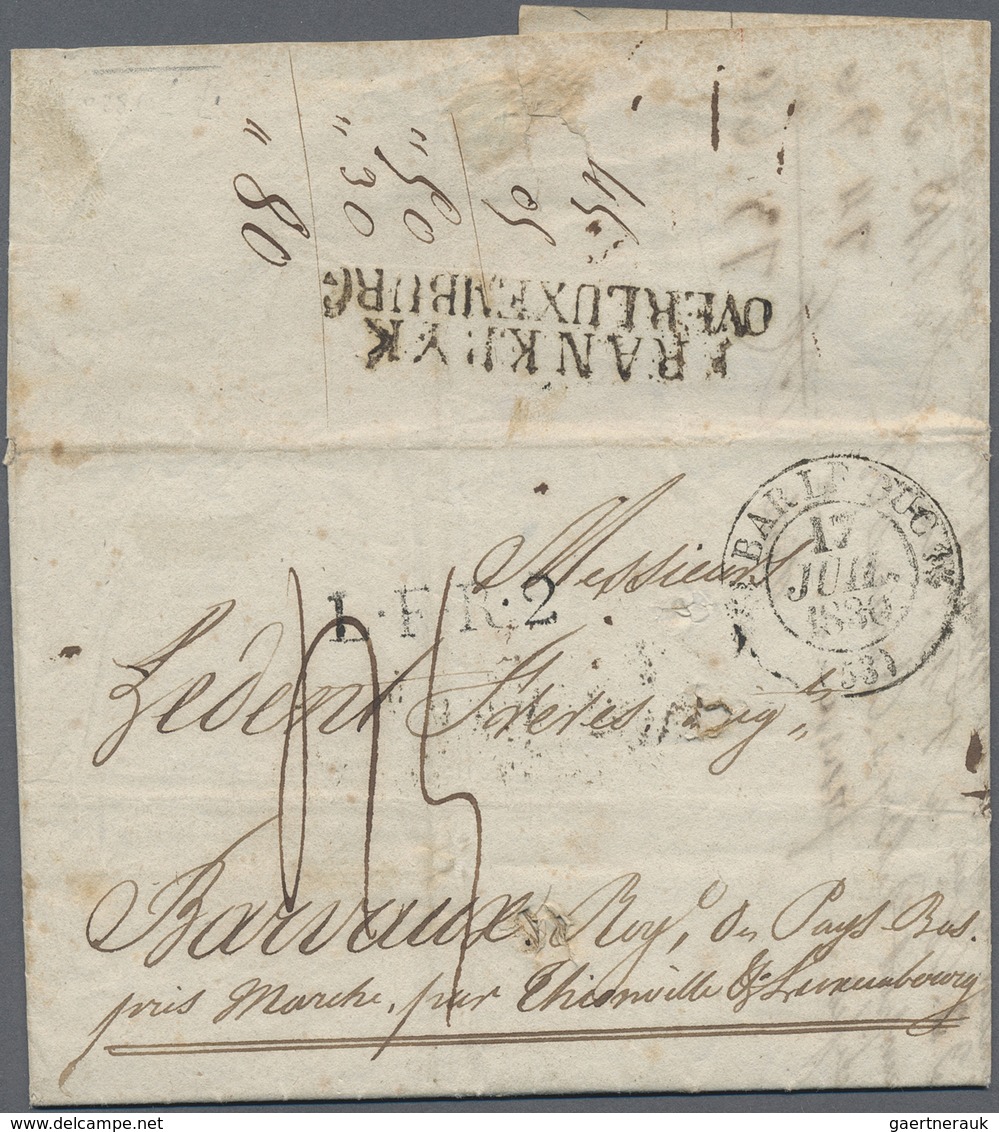 Br Luxemburg - Vorphilatelie: 1830, Seltener Grenzübergangsstempel "FRANKRYK OVER LUXEMBURG" Auf Faltbr - ...-1852 Voorfilatelie