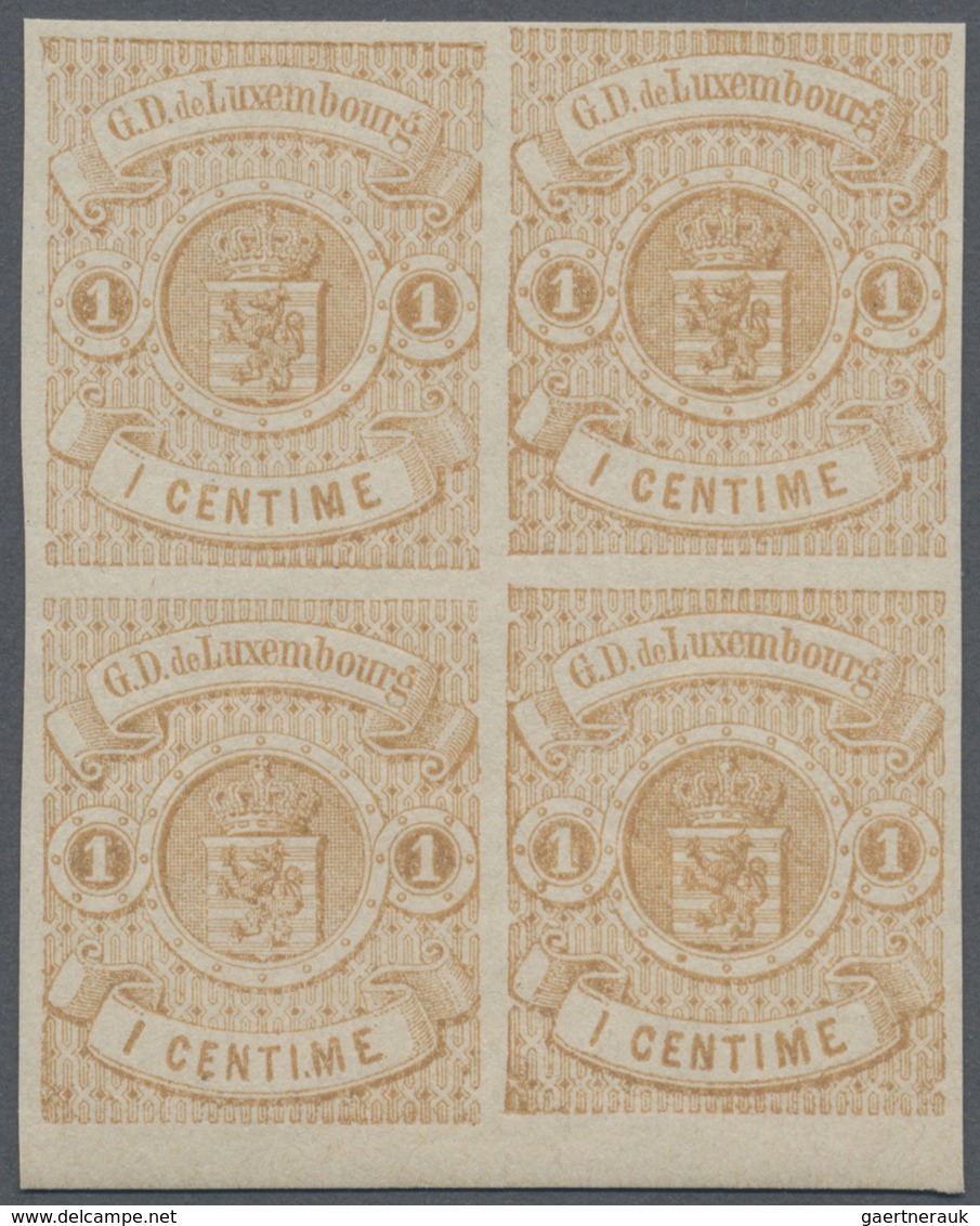 /** Luxemburg: 1863: Wappen Im Kreis 1 C. Hellbraun, Postfrischer Kabinett-Viererblock Mit Unterem Bogen - Autres & Non Classés