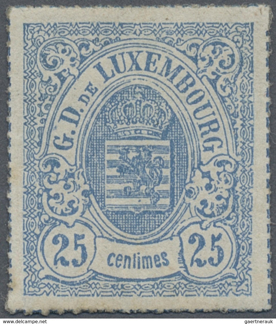 * Luxemburg: 1865, 25 C. Blue, Perfectly Rouletted Unused Stamp With Original Gum, Sign. Mi 1.400, - € - Autres & Non Classés