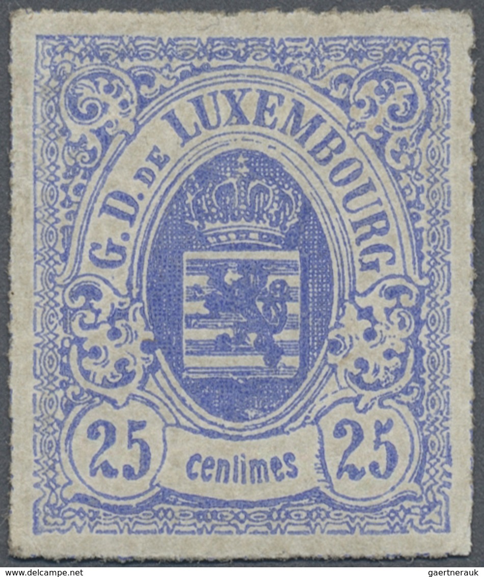 * Luxemburg: 1865, 25 C. Blue, Perfectly Rouletted Unused Stamp With Original Gum, Sign. Mi 1.400, - € - Autres & Non Classés