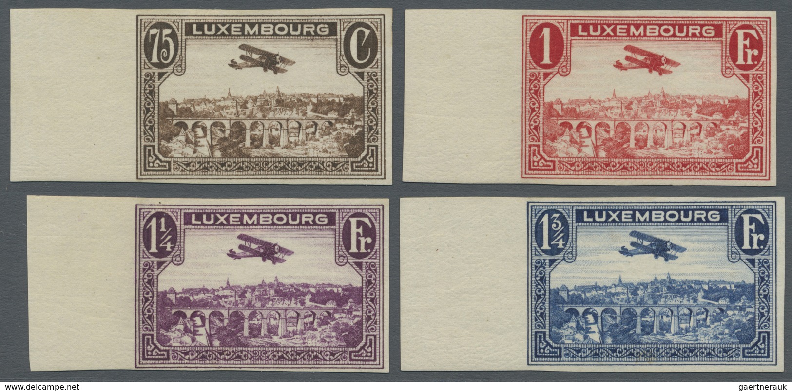 * Luxemburg: 1931, Flugpostausgabe 0,75 Bis 1 3/4 Franc Geschnitten Jeweils Vom Linken Seitenrand. Seh - Andere & Zonder Classificatie