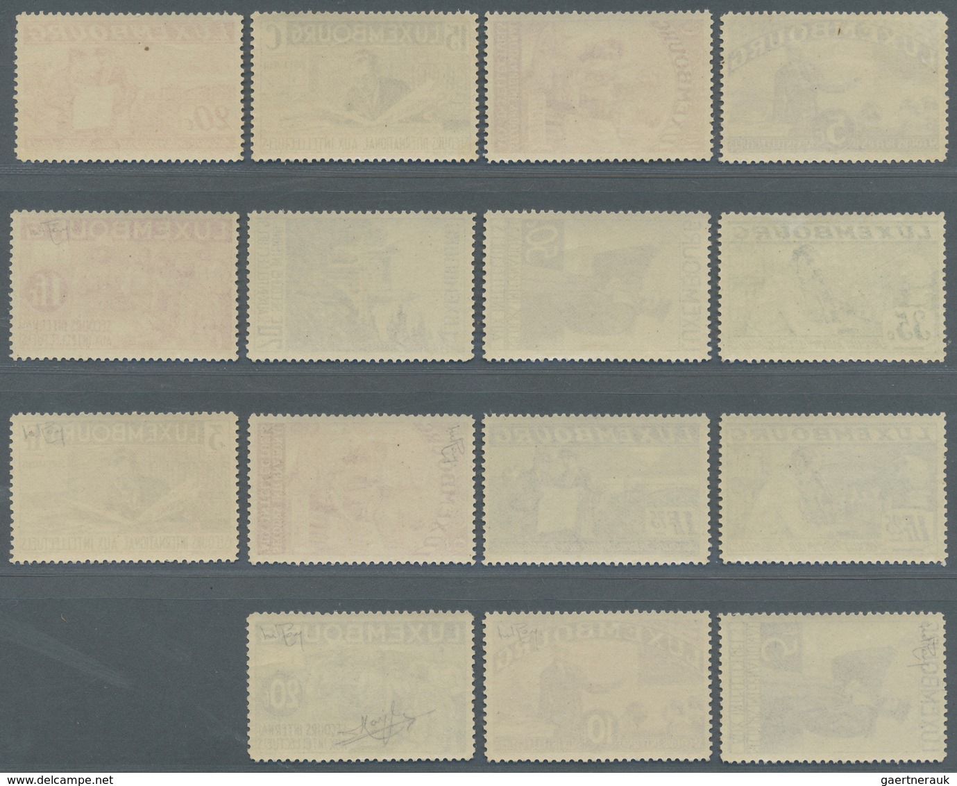 ** Luxemburg: 1935, Sogen. "Intelektuellen"-Serie, 15 Werte Komplett Postfrisch, Attest Raybaudi, ME 15 - Autres & Non Classés