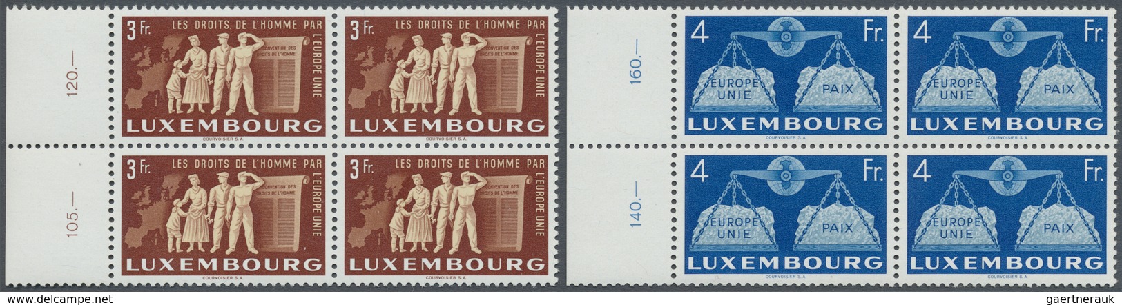 ** Luxemburg: 1951, Europa-Union Komplett Postfrisch In 4er-Blöcken Vom Linken Bogenrand, Mi 880.- + - Autres & Non Classés