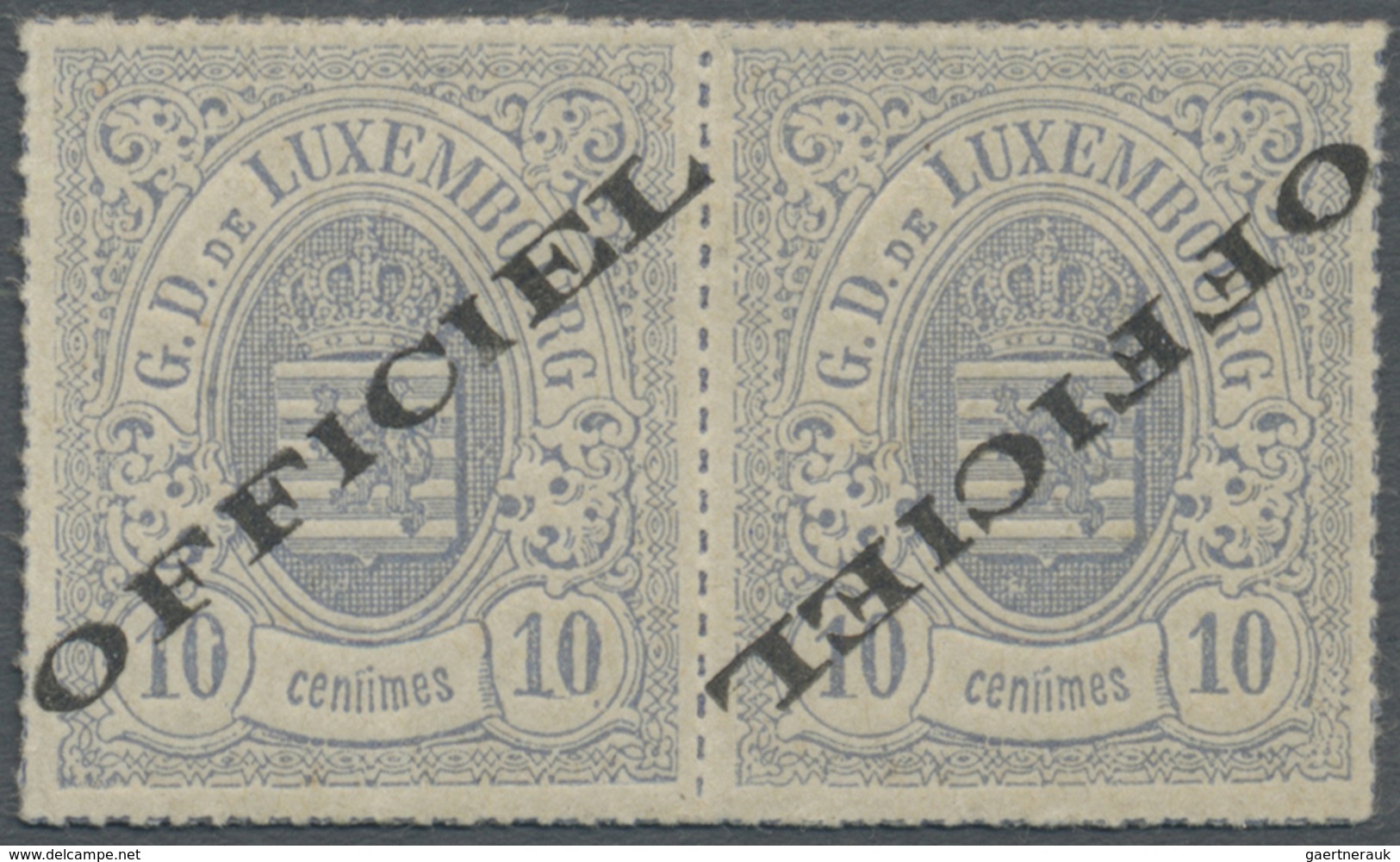 * Luxemburg - Dienstmarken: 1875, 10 Cent. Dienstmarke Mit Aufdruck "OFFICIEL" Im "Téte Béche"-Paar Mi - Service