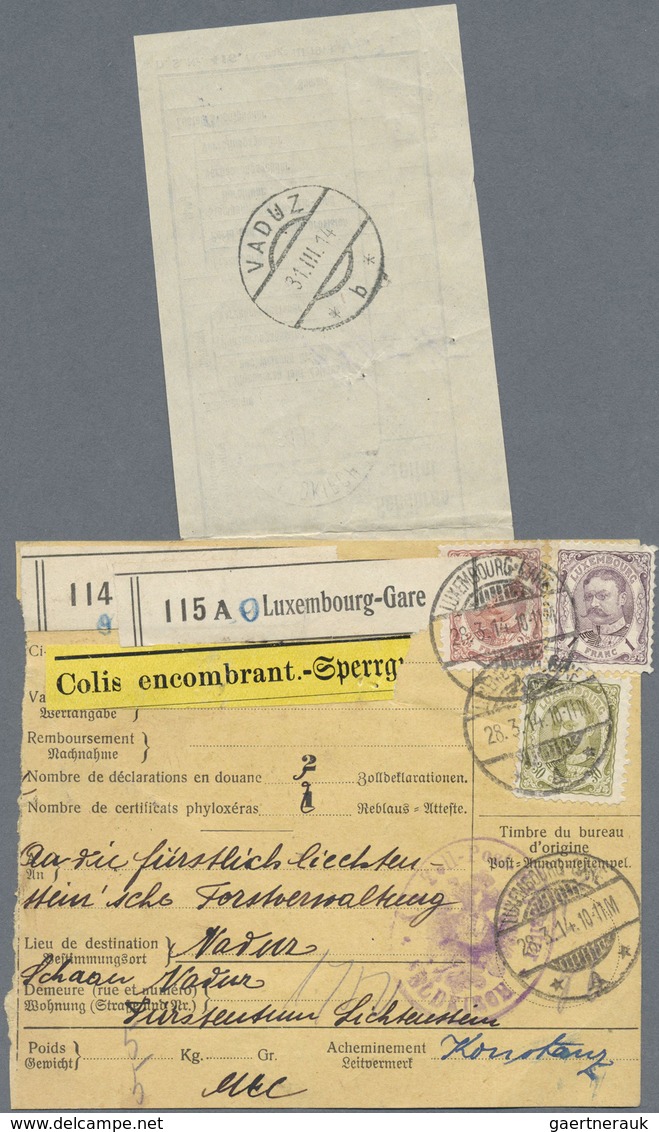 Br Luxemburg - Besonderheiten: 1914, Postbegleitadresse Für 2 Pakete Nach LIECHTENSTEIN, In Vaduz Wurde - Autres & Non Classés