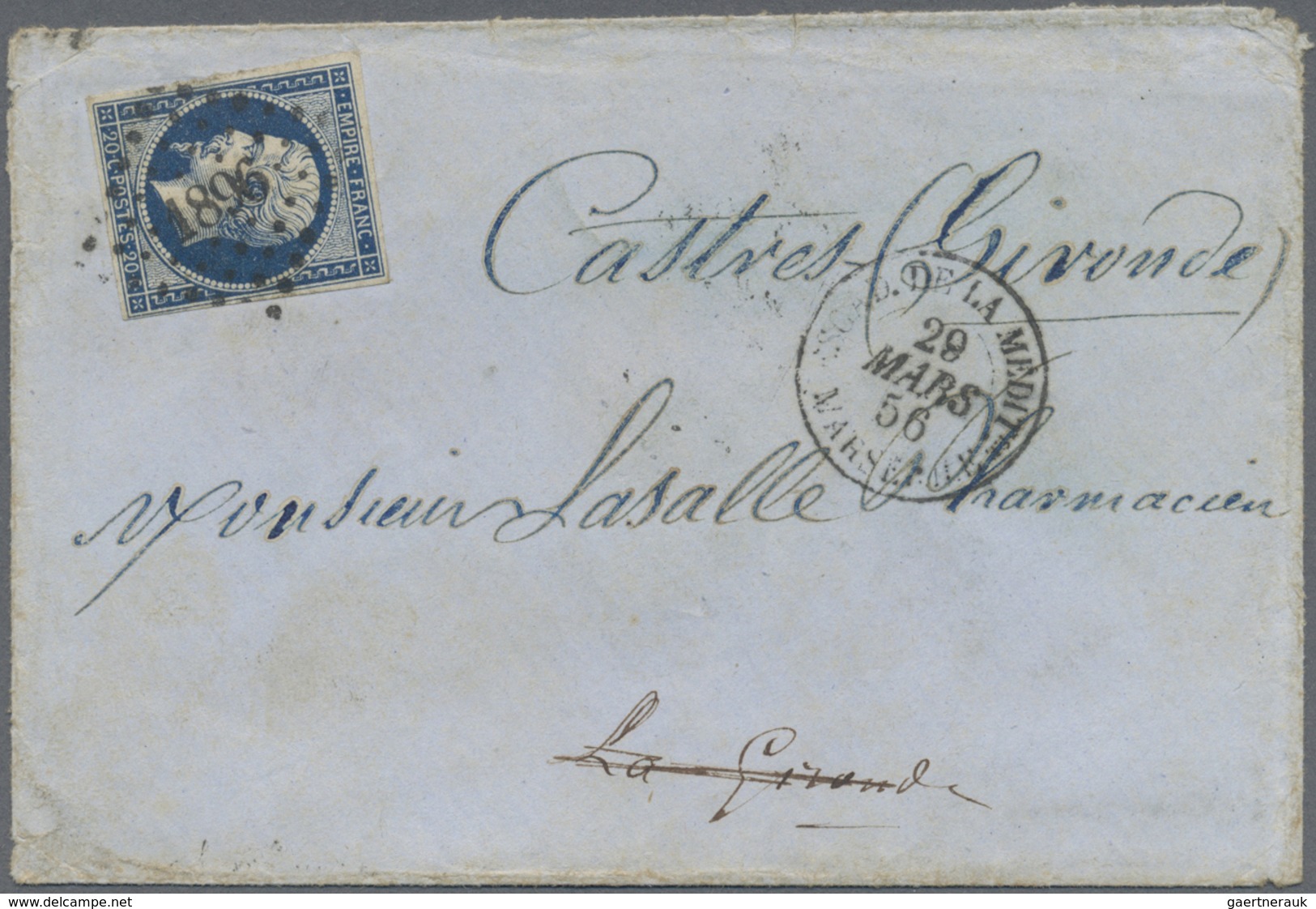 Br Malta: 1856. Envelope With Full Text Written From Malta Dated '25th Mars 1856'' Addressed To France - Malta