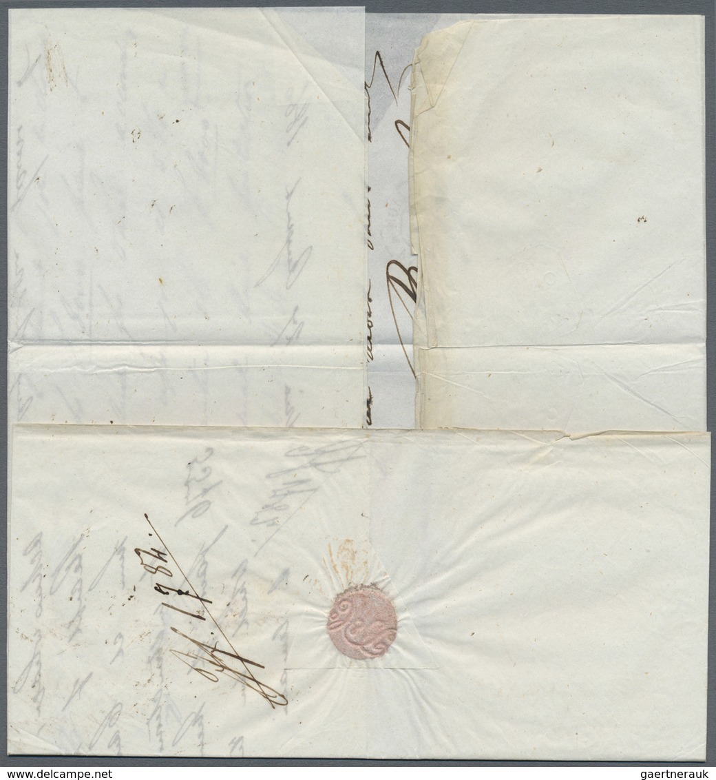 Br Malta: 1860, Folded Letter Boxed "MALTA MB" (Mobil Box) Sent To Paris With Transit And Arrival Marks - Malta