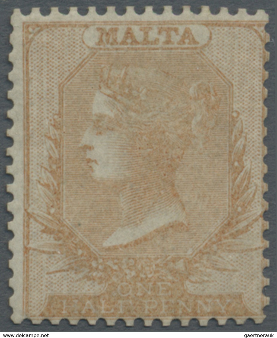 (*) Malta: 1863, QV ½d. Pale Buff On Thin White Paper Without Wmk., Unused Without Gum, Scarce Stamp Sig - Malta