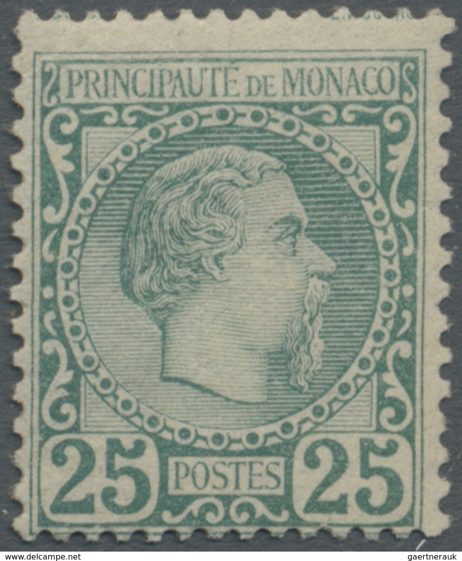 ** Monaco: 1885, 25 C Bluish Green Mint Never Hinged, Signed Calves - Neufs