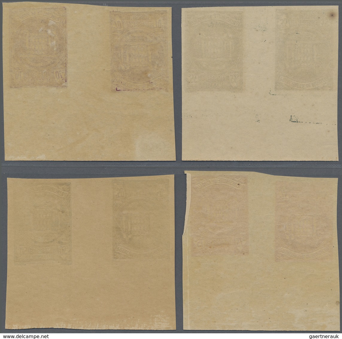 **/(*) Monaco: Ca.1900. Dimension Yvert #1/8. Set Of 8 Tète-béche Essay Gutter Pairs. ÷ Ca.1900, Dimension - Ongebruikt