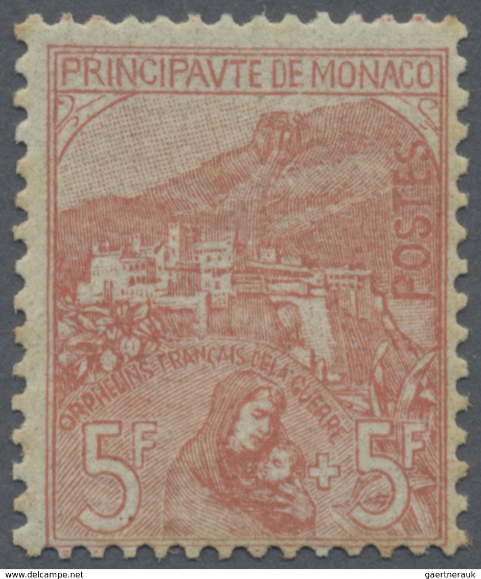 * Monaco: 1919, War Orphans, 5fr. + 5fr. Red Mint O.g., Some Toning Spots. - Ongebruikt