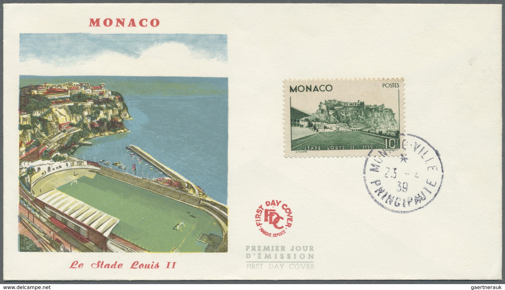 Monaco: 1939, 10 Fr Dark Green On FDC, Rare - Neufs