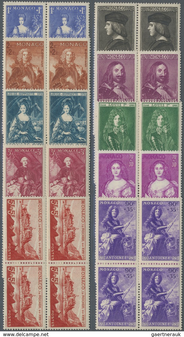 **/* Monaco: 939, 5 C+5 C To 5 Fr+5 Fr Complete Set In Block Of Four, Mostly Mint Never Hinged, Some With - Ongebruikt