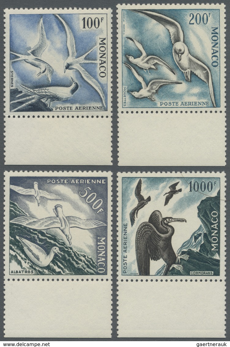 ** Monaco: 1955, 100 Fr To 1000 Fr Sea Birds, Lower Margin Set, Mint Never Hinged - Neufs