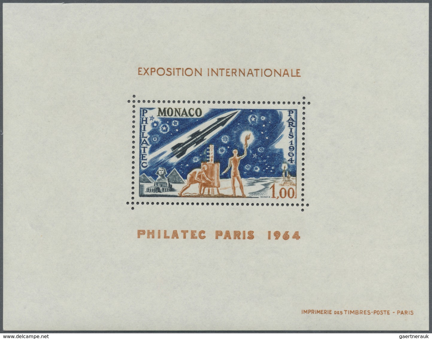 ** Monaco: 1964, PHILATEC Paris 1.00 Franc Mit Abbildung Einer Rakete Etc. Im Postfrischen Gezähnten So - Nuovi