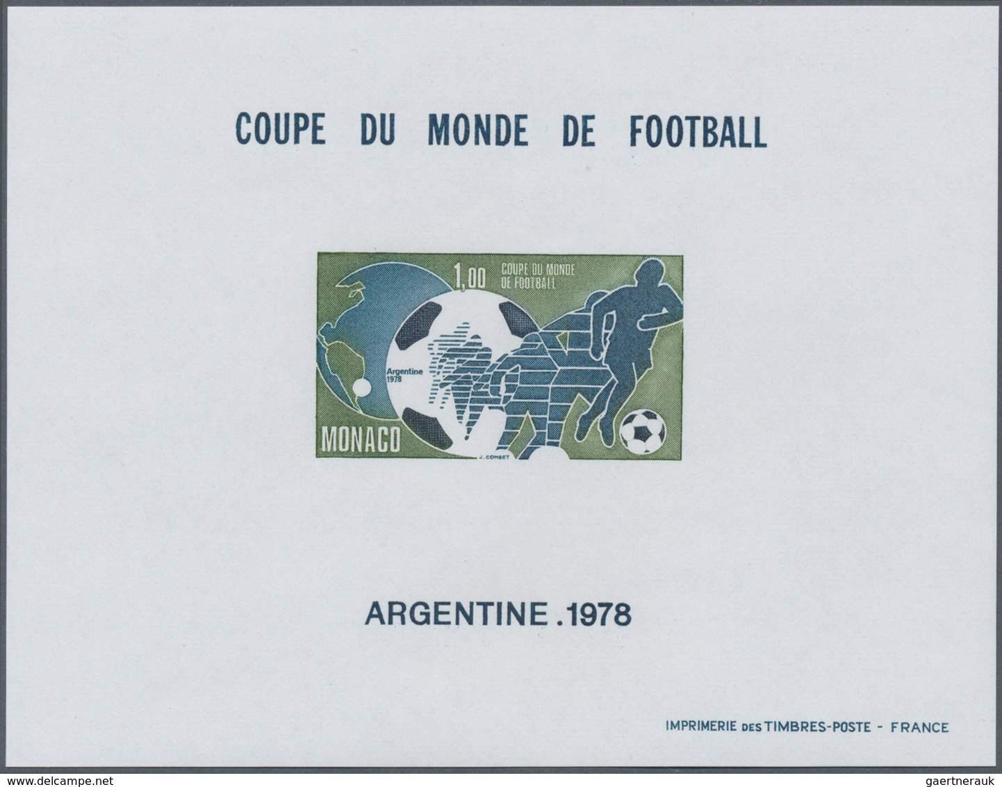 Br Monaco: 1978, Fussballweltmeisterschaft Argentinien 1,00 Fr Als Sonderdruck In Blockform Und Zusätzl - Neufs