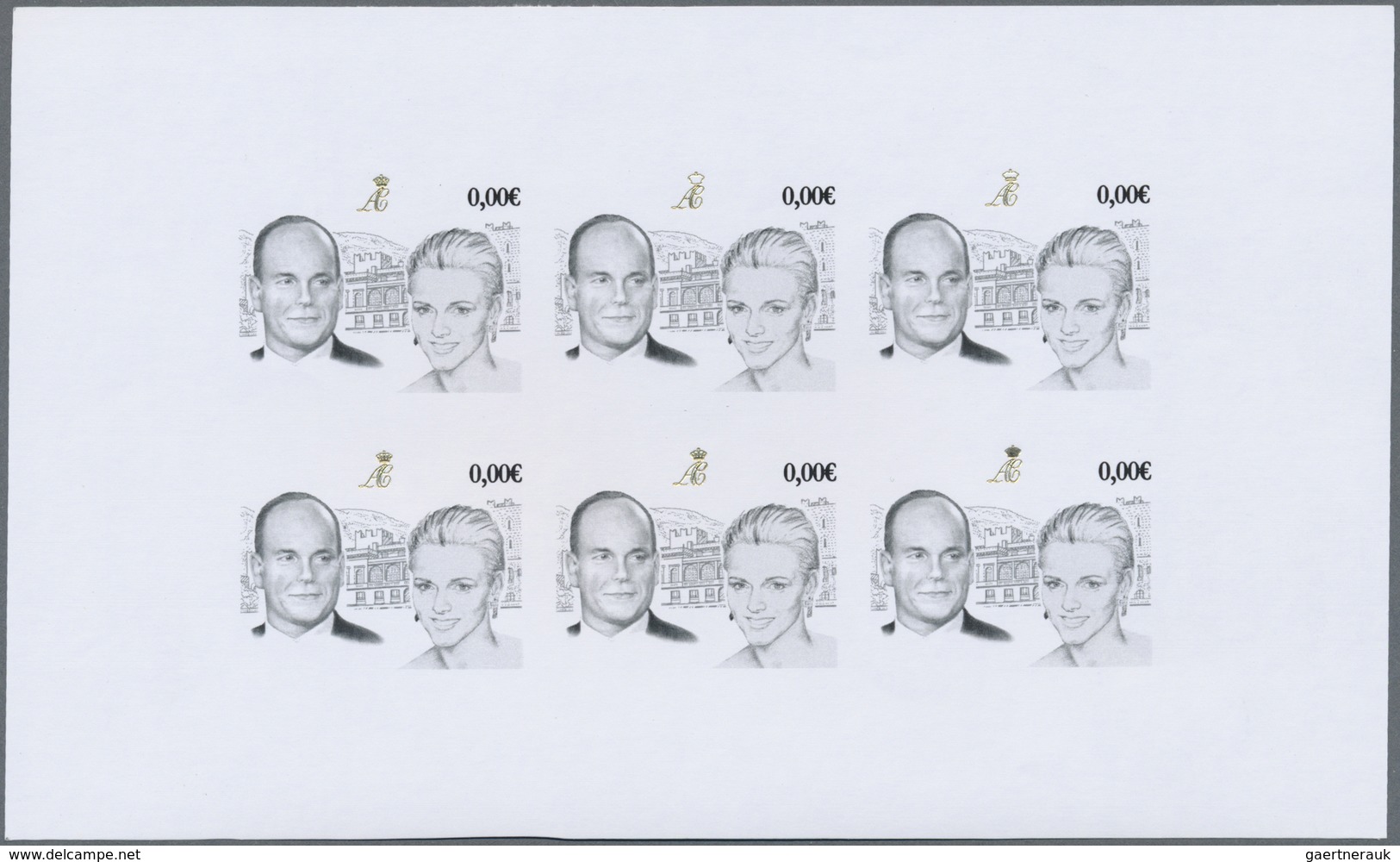 ** Monaco: 2011. Imperforate Proof Sheet Of 6 For The Issue "Royal Wedding - Prince Albert II & Charlèn - Nuovi