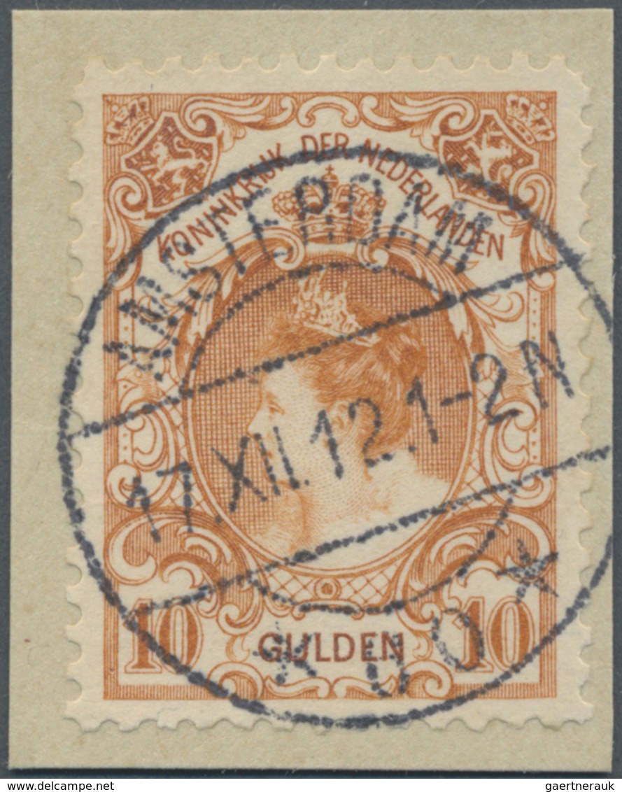 Brfst Niederlande: 1912, 10 Gulden Orange, Traumhaft Schönes Luxus-Briefstück, Tiefste Farbe, Perfekt Zent - Andere & Zonder Classificatie