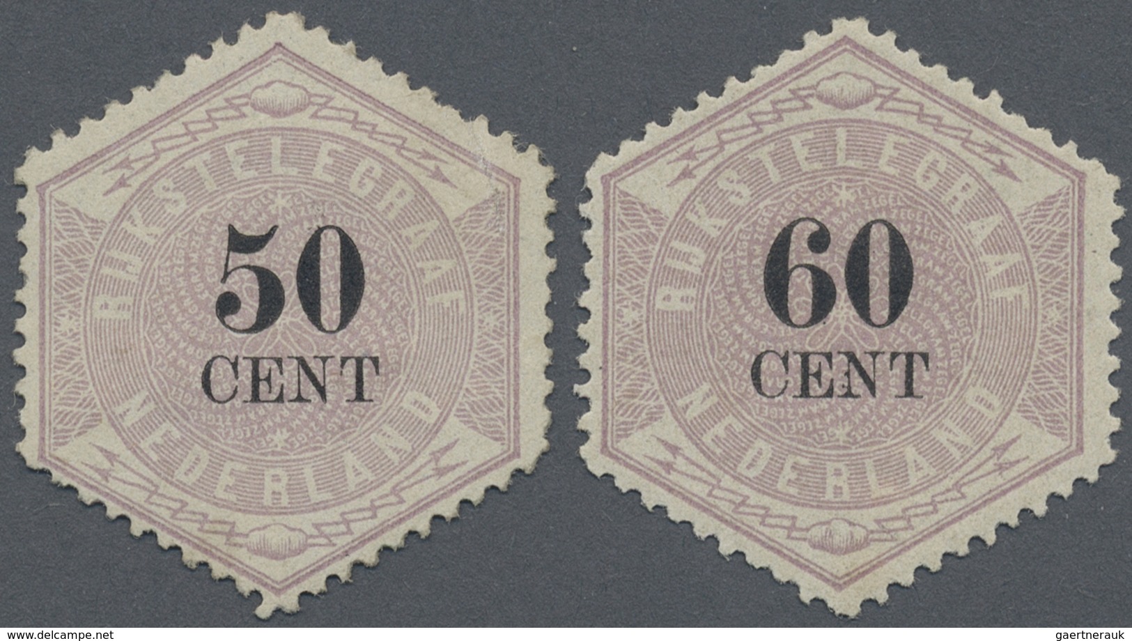* Niederlande - Telegrafenmarken: 1877/79, 50 C. And 60 C., Unused Without Gum, 60 C. Signed. Michel 5 - Telegramzegels
