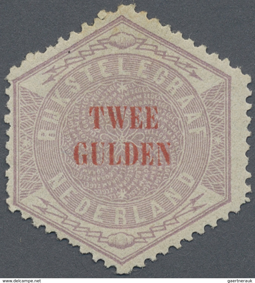 * Niederlande - Telegrafenmarken: 1877/79, 2 G. "Circle In Hexagon" Unused With Gum, Hinged, Signed Ca - Telegramzegels