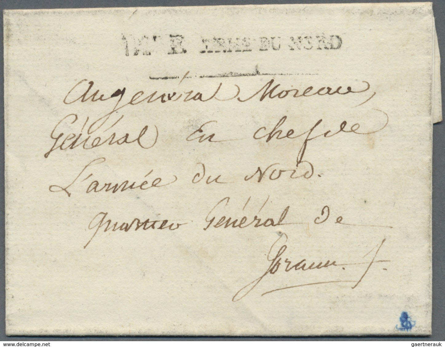 Br Niederlande - Französische Armeepost: 1794, "D.ON E ARM.S DU NORD", Straight Line In Black On Folded - ...-1850 Préphilatélie